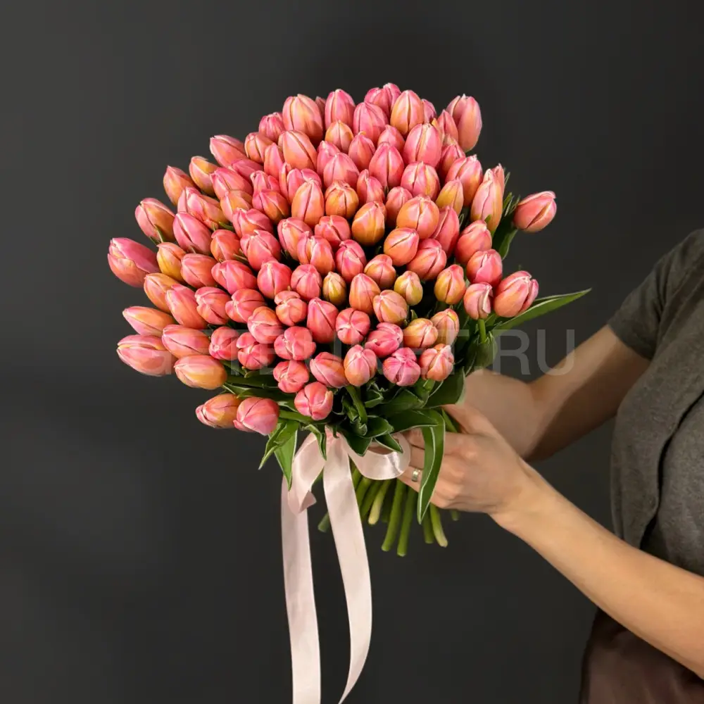223618 Букет из 101 розово-малиновых тюльпанов