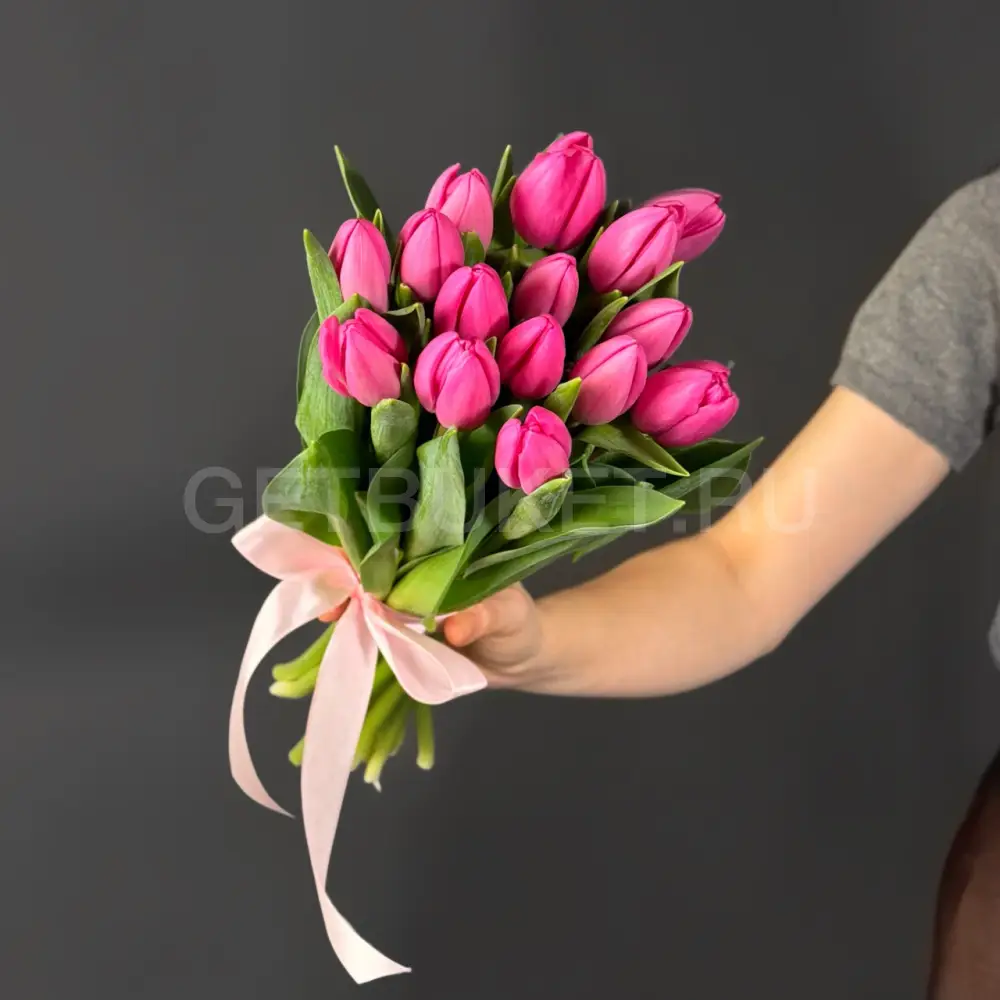 223604 Букет из 15 розовых тюльпанов