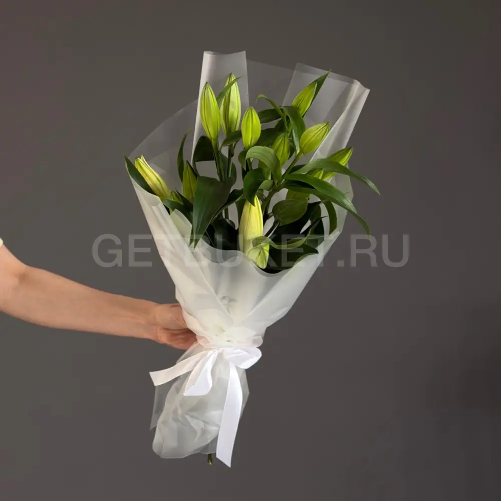 202969 Букет из 3 лилий в упаковке