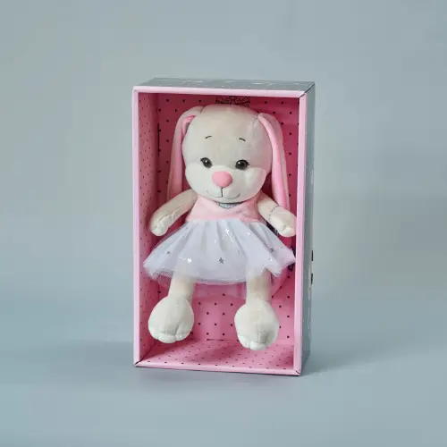 Мягкая игрушка Зайка Лин в платье с сердечком